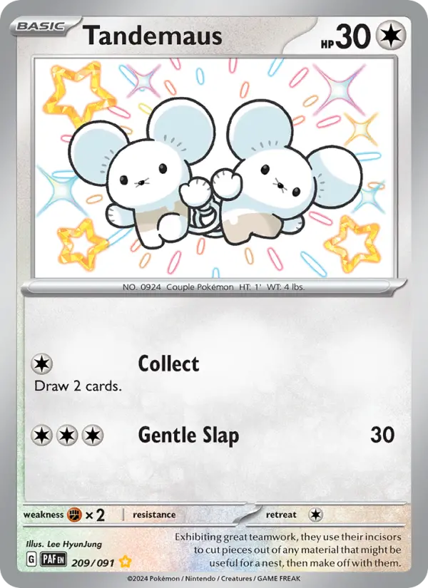 Tandemaus Shiny rare Pokemon card #209 from Paldean Fates