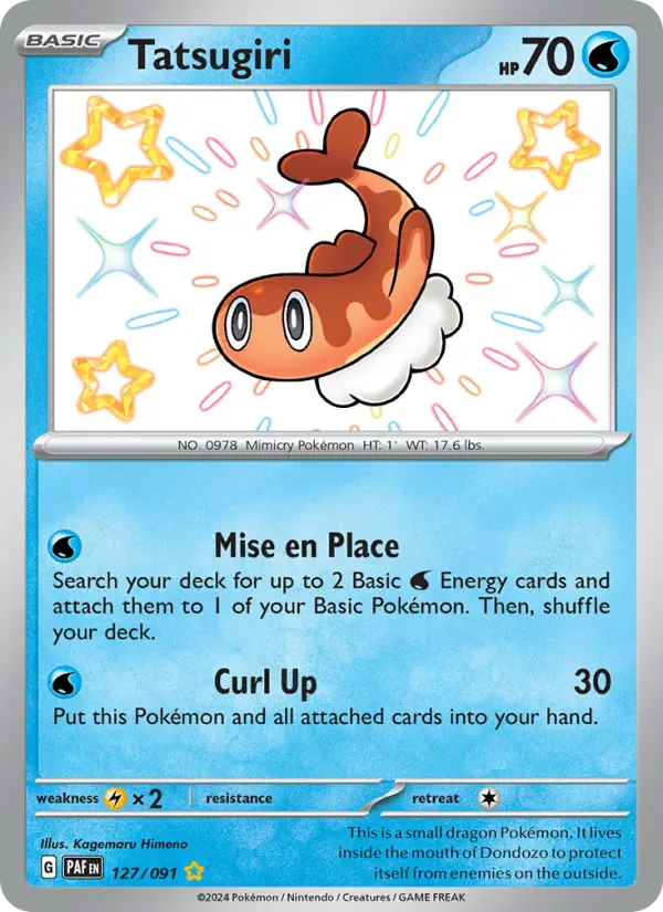 Tatsugiri Shiny rare Pokemon card #127 from Paldean Fates