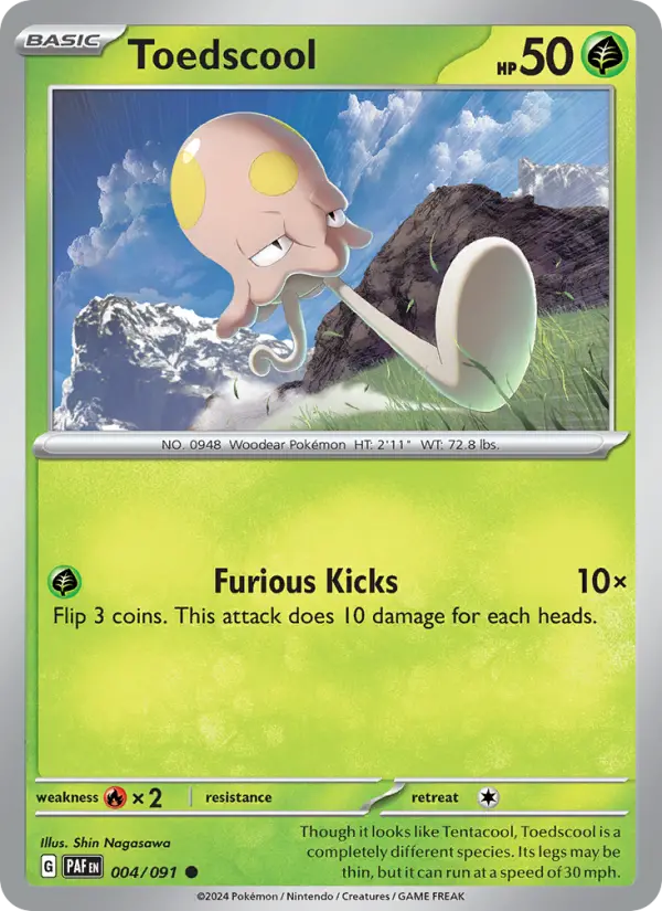 Toedscool Common Pokemon card #004 from Paldean Fates