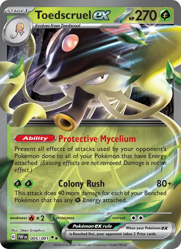 Toedscruel ex Double rare Pokemon card #005 from Paldean Fates