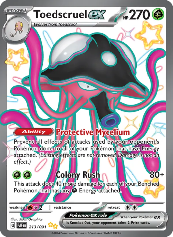 Toedscruel ex Shiny Ultra Rare Pokemon card #213 from Paldean Fates