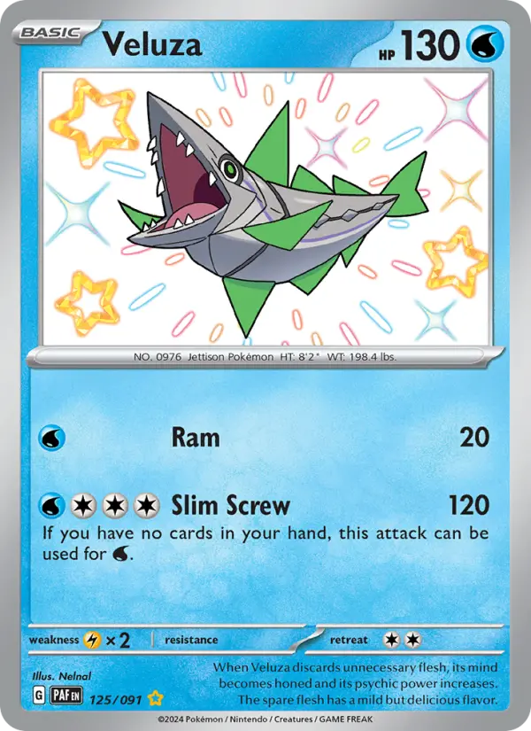 Veluza Shiny rare Pokemon card #125 from Paldean Fates