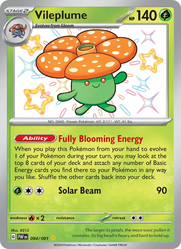 Vileplume Shiny rare Pokemon card #094 from Paldean Fates