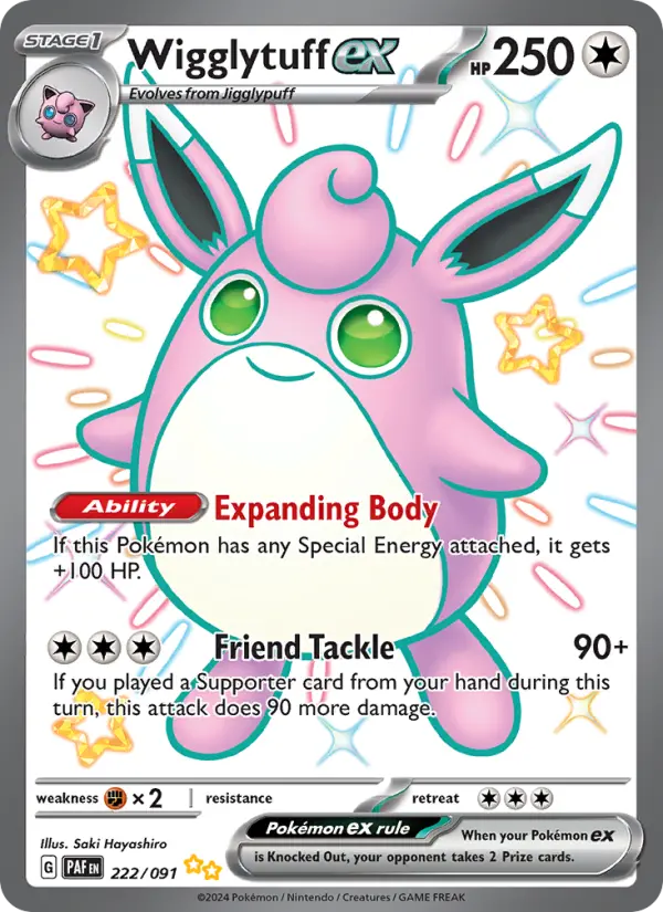 Wigglytuff ex Shiny Ultra Rare Pokemon card #222 from Paldean Fates