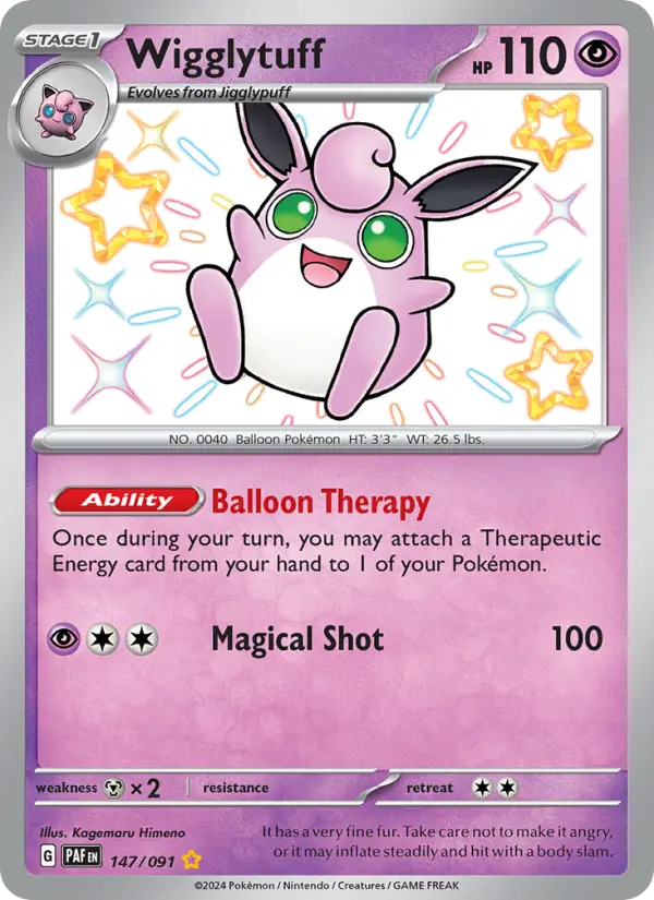 Wigglytuff Shiny rare Pokemon card #147 from Paldean Fates