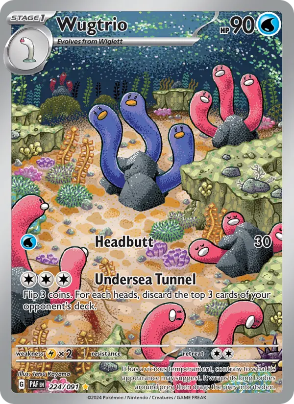 Wugtrio Illustration rare Pokemon card #224 from Paldean Fates