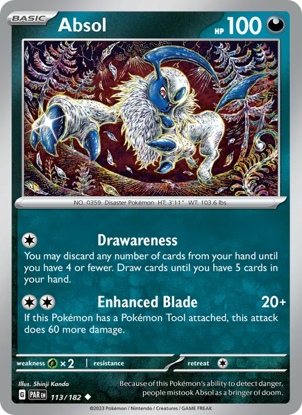 Absol Uncommon Pokemon card #113 from Paradox Rift