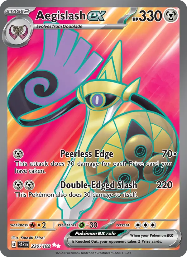 Aegislash ex Ultra Rare Pokemon card #230 from Paradox Rift