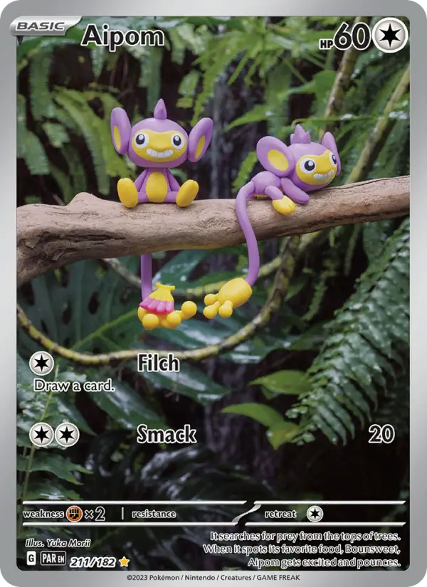 Aipom Illustration rare Pokemon card #211 from Paradox Rift