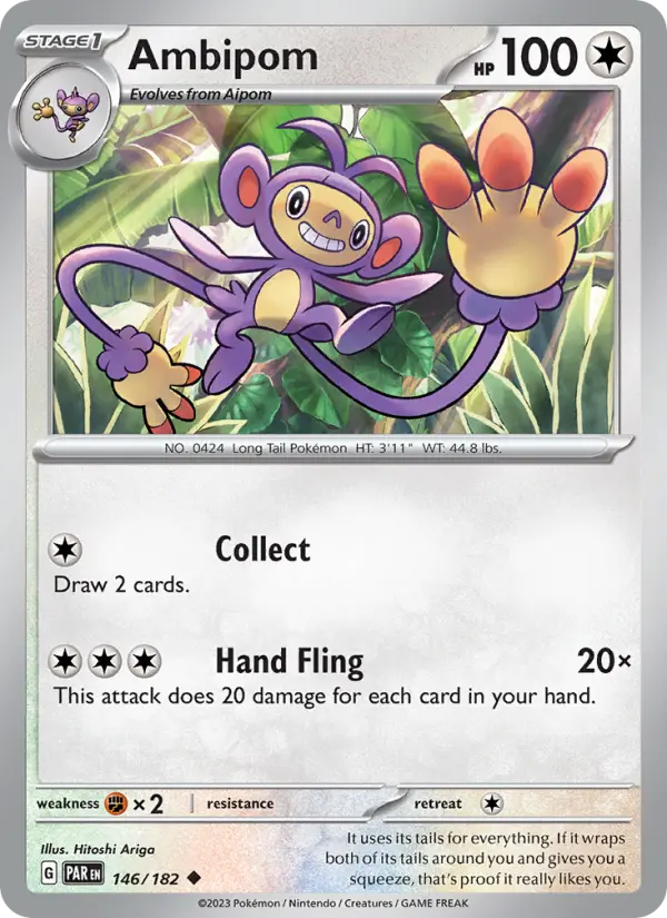Ambipom Uncommon Pokemon card #146 from Paradox Rift