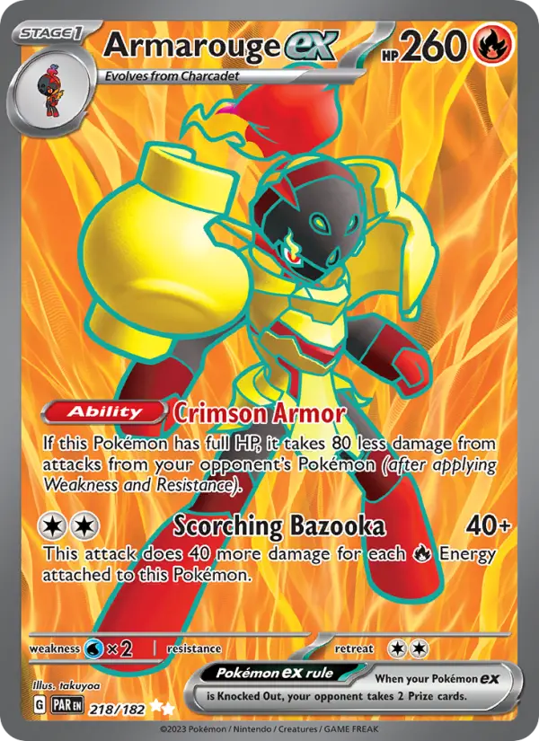 Armarouge ex Ultra Rare Pokemon card #218 from Paradox Rift