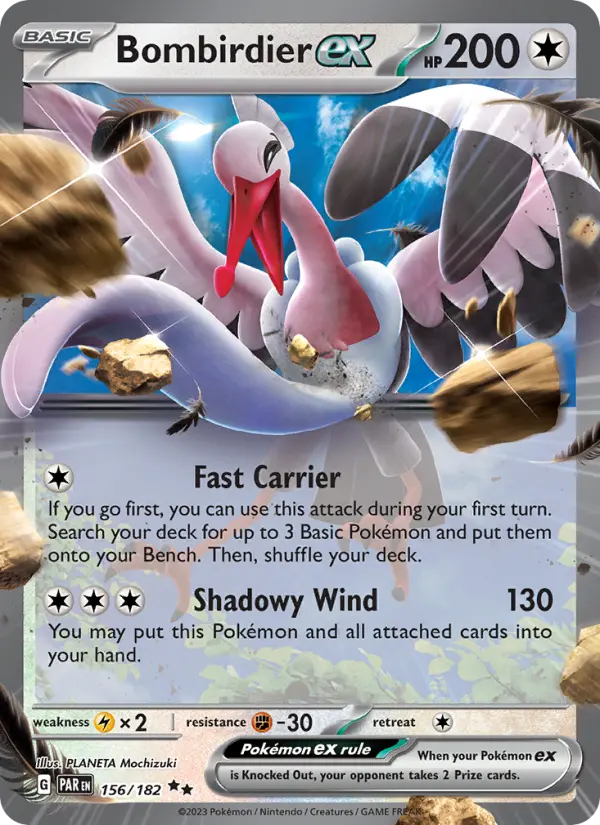 Bombirdier ex Double rare Pokemon card #156 from Paradox Rift