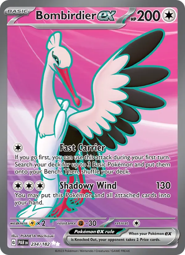 Bombirdier ex Ultra Rare Pokemon card #234 from Paradox Rift