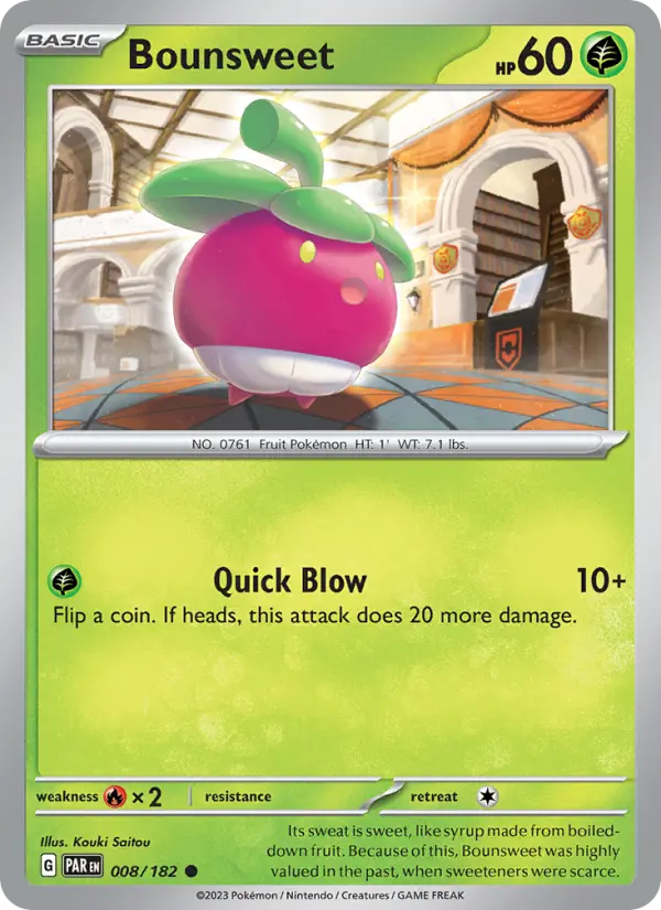 Bounsweet Common Pokemon card #008 from Paradox Rift