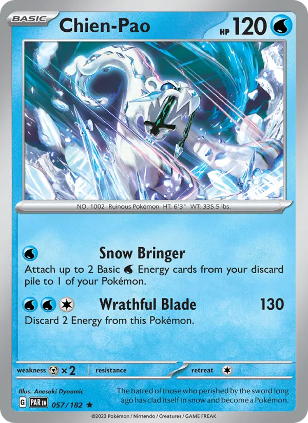 Chien-Pao Rare Pokemon card #057 from Paradox Rift