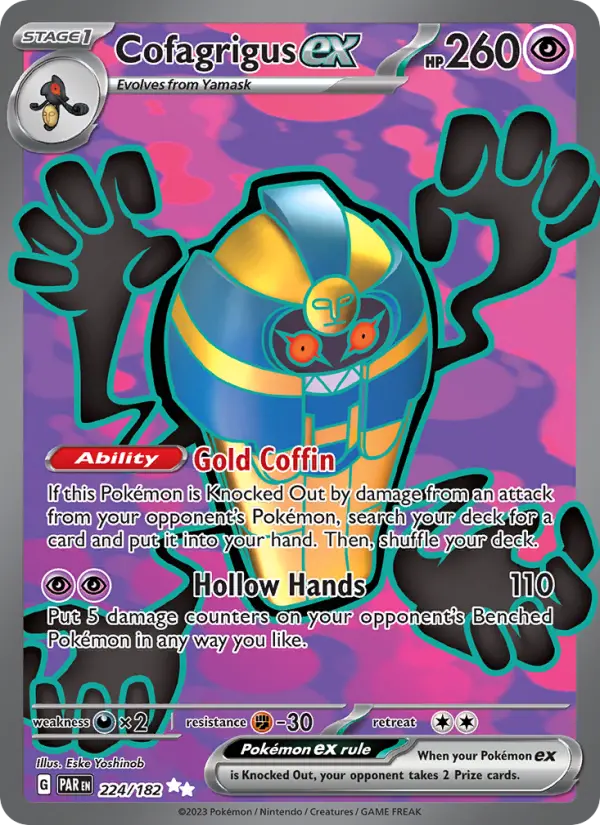 Cofagrigus ex Ultra Rare Pokemon card #224 from Paradox Rift