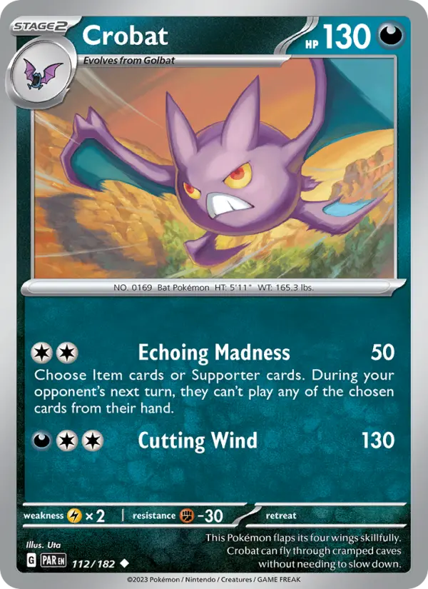 Crobat Uncommon Pokemon card #112 from Paradox Rift