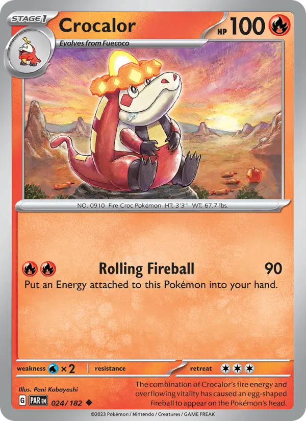 Crocalor Uncommon Pokemon card #024 from Paradox Rift