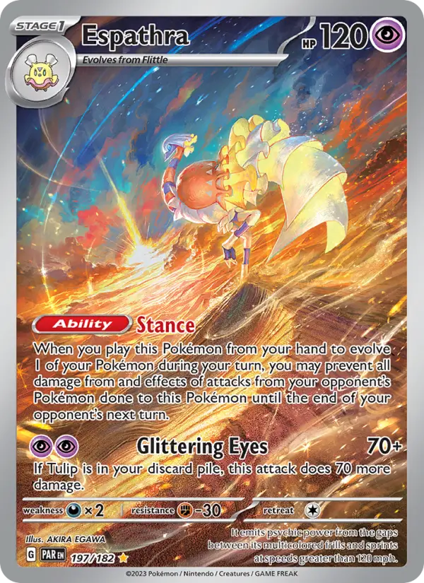Espathra Illustration rare Pokemon card #197 from Paradox Rift