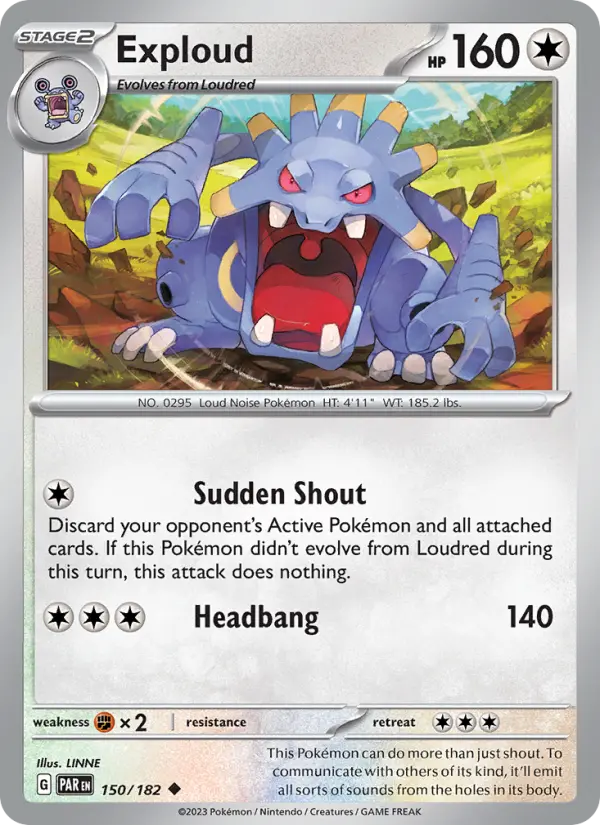 Exploud Uncommon Pokemon card #150 from Paradox Rift