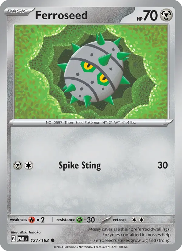 Ferroseed Common Pokemon card #127 from Paradox Rift