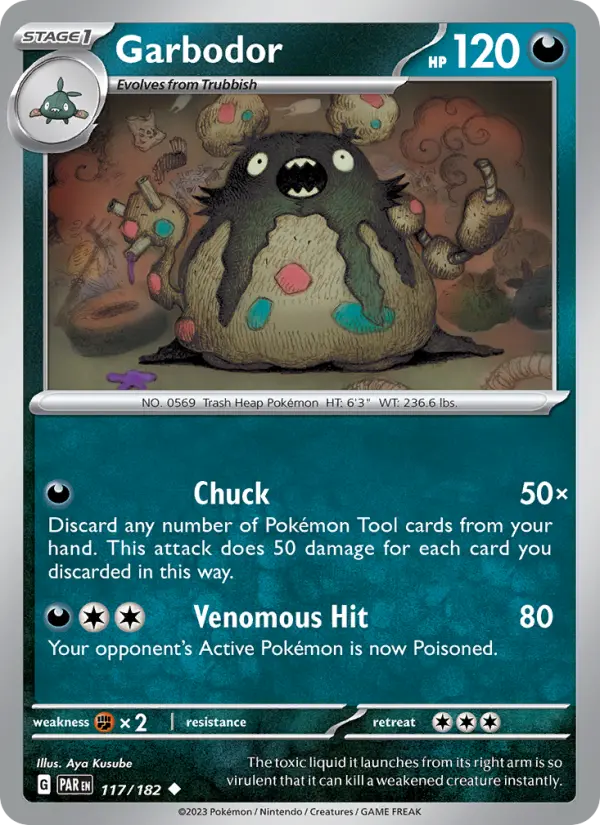 Garbodor Uncommon Pokemon card #117 from Paradox Rift
