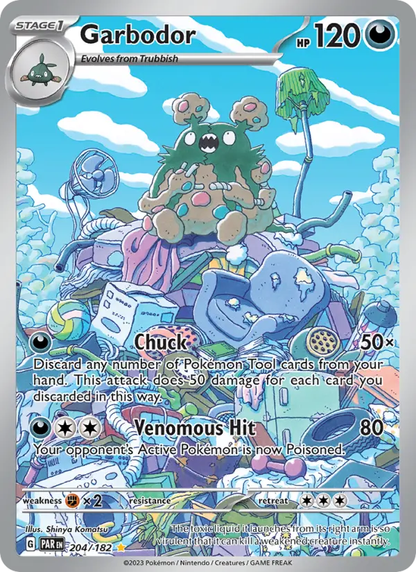Garbodor Illustration rare Pokemon card #204 from Paradox Rift