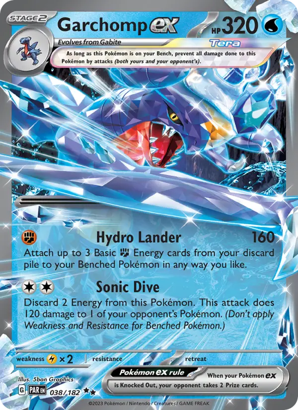 Garchomp ex Double rare Pokemon card #038 from Paradox Rift