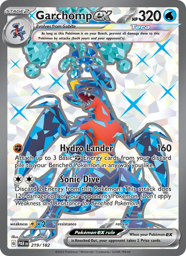 Garchomp ex Ultra Rare Pokemon card #219 from Paradox Rift