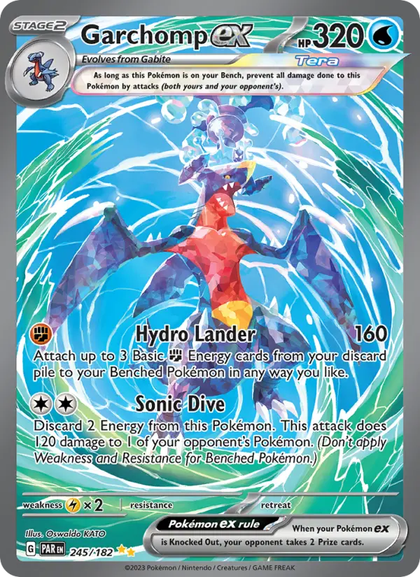 Garchomp ex Special illustration rare Pokemon card #245 from Paradox Rift