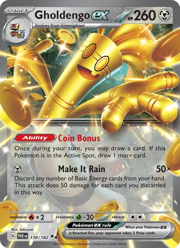 Gholdengo ex Double rare Pokemon card #139 from Paradox Rift