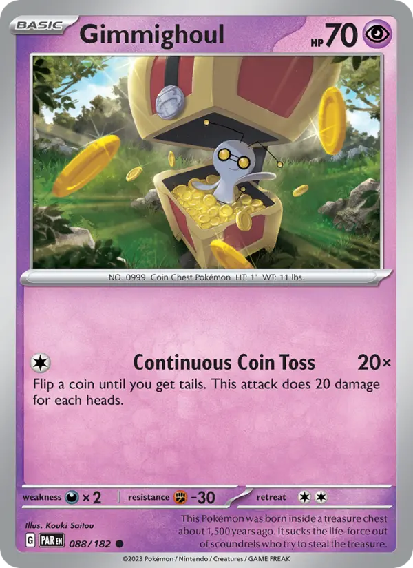 Gimmighoul Common Pokemon card #088 from Paradox Rift