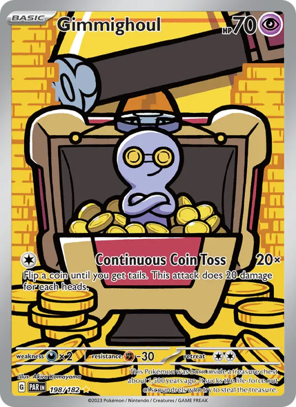 Gimmighoul Illustration rare Pokemon card #198 from Paradox Rift