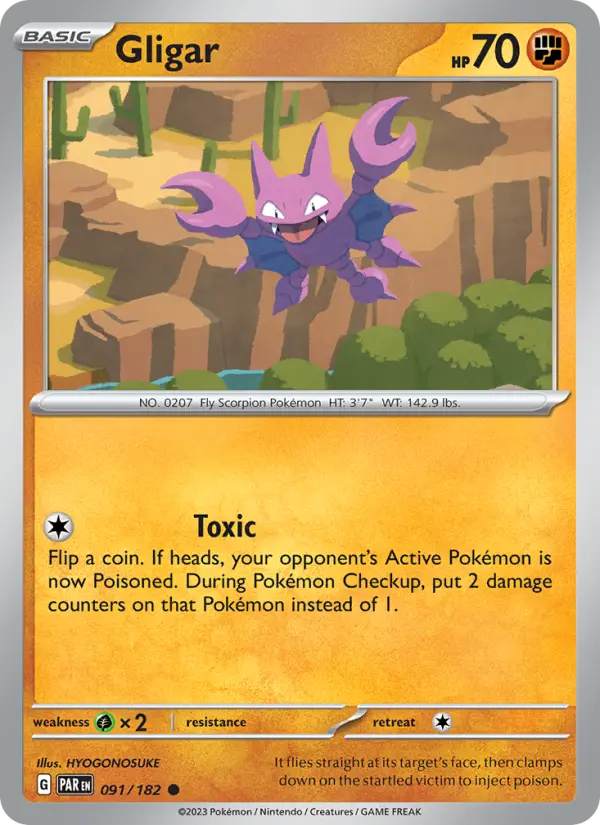 Gligar Common Pokemon card #091 from Paradox Rift