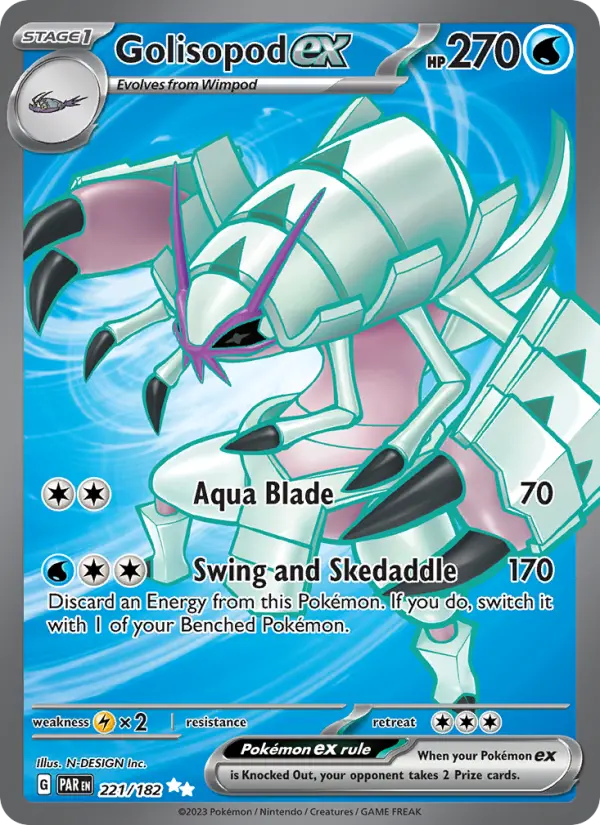 Golisopod ex Ultra Rare Pokemon card #221 from Paradox Rift