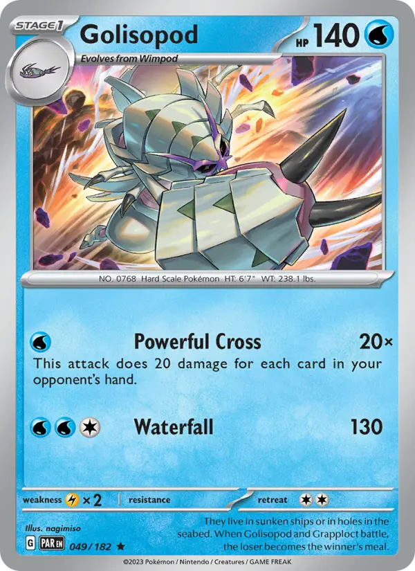 Golisopod Rare Pokemon card #049 from Paradox Rift