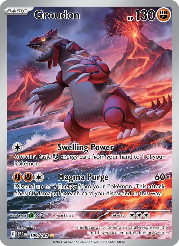 Groudon Illustration rare Pokemon card #199 from Paradox Rift