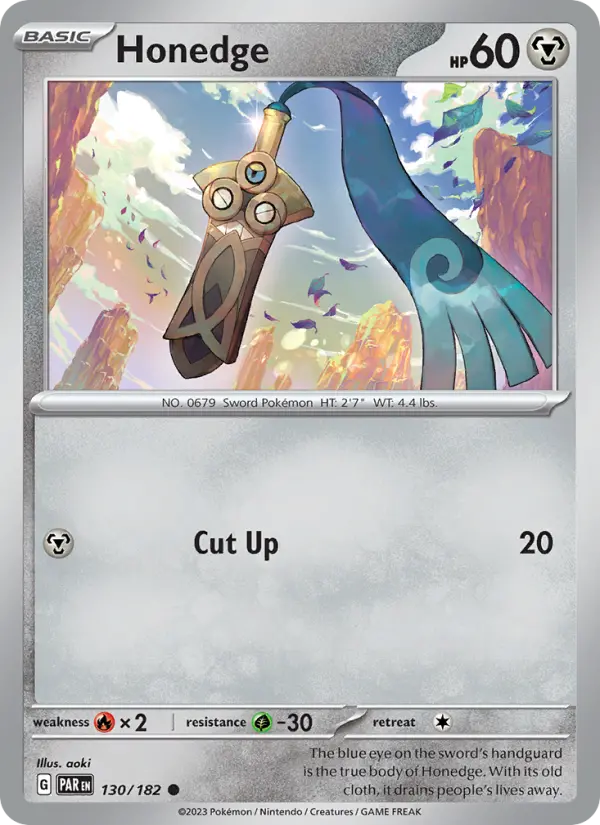 Honedge Common Pokemon card #130 from Paradox Rift