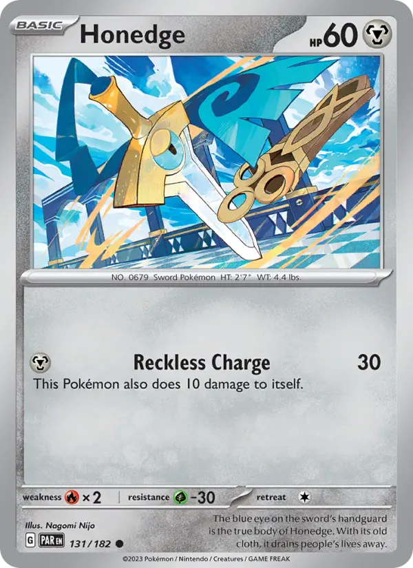 Honedge Common Pokemon card #131 from Paradox Rift