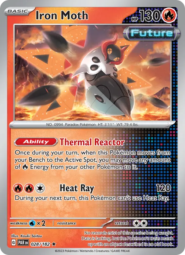 Iron Moth Rare Pokemon card #028 from Paradox Rift