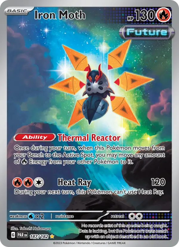 Iron Moth Illustration rare Pokemon card #187 from Paradox Rift