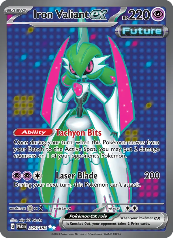 Iron Valiant ex Ultra Rare Pokemon card #225 from Paradox Rift