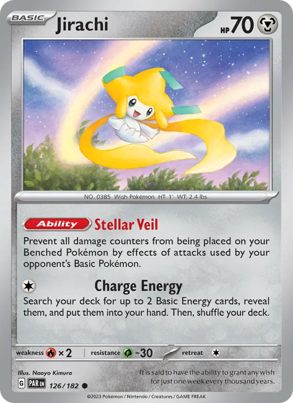 Jirachi Common Pokemon card #126 from Paradox Rift