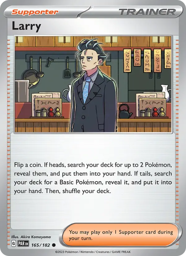 Larry Common Pokemon card #165 from Paradox Rift