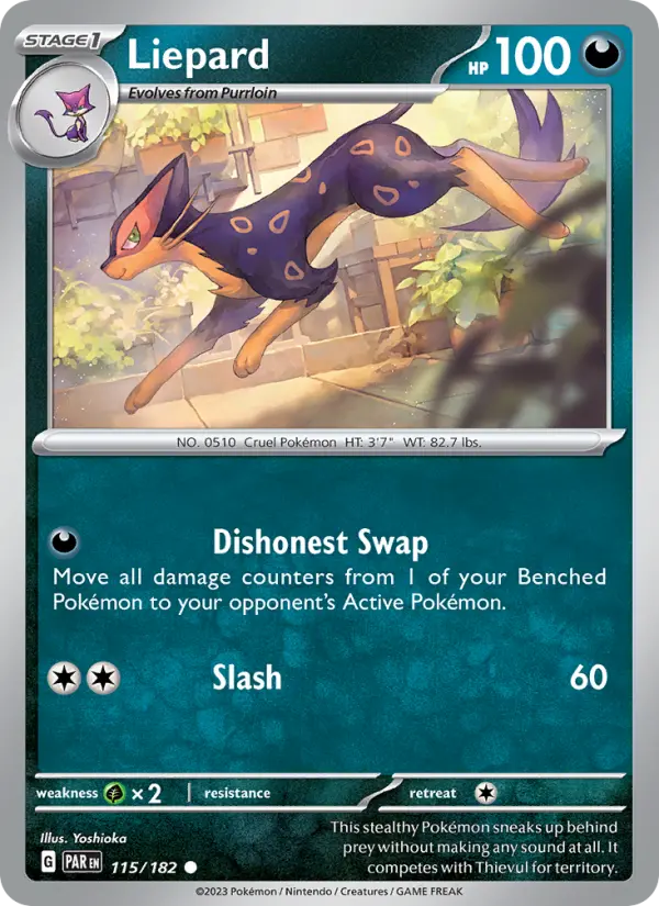Liepard Common Pokemon card #115 from Paradox Rift