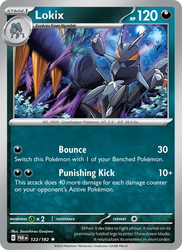 Lokix Rare Pokemon card #122 from Paradox Rift