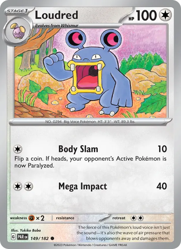 Loudred Common Pokemon card #149 from Paradox Rift