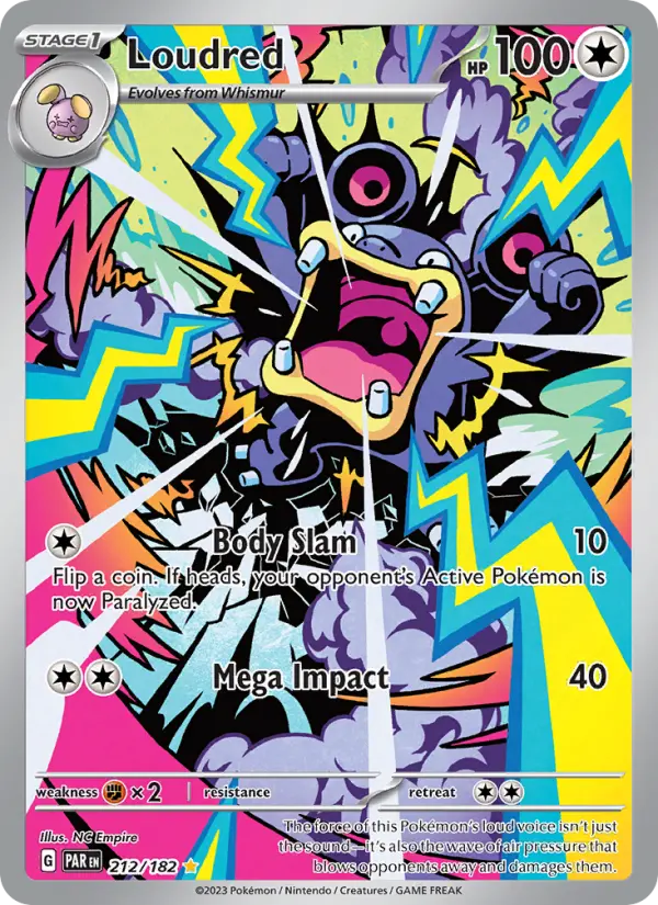 Loudred Illustration rare Pokemon card #212 from Paradox Rift