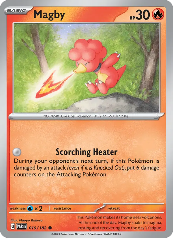 Magby Common Pokemon card #019 from Paradox Rift
