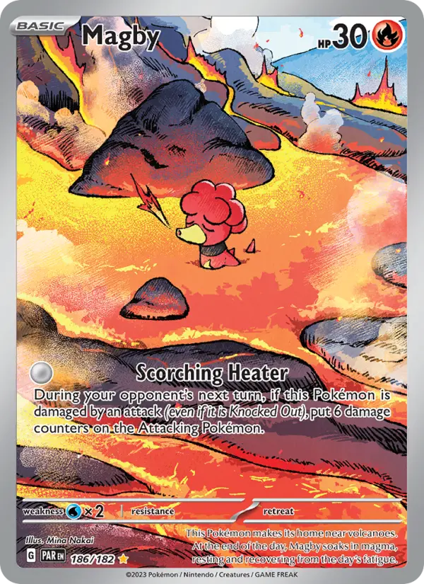 Magby Illustration rare Pokemon card #186 from Paradox Rift